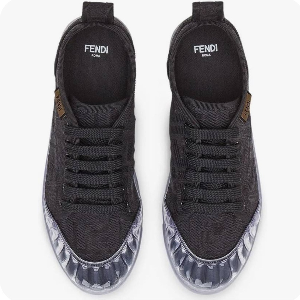 Fendi Black Sneakers with High-Top Design and Unique Translucent Sole